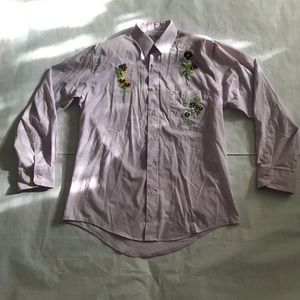 Get Lucky blouse with crystals and embroiderd  Pansies.